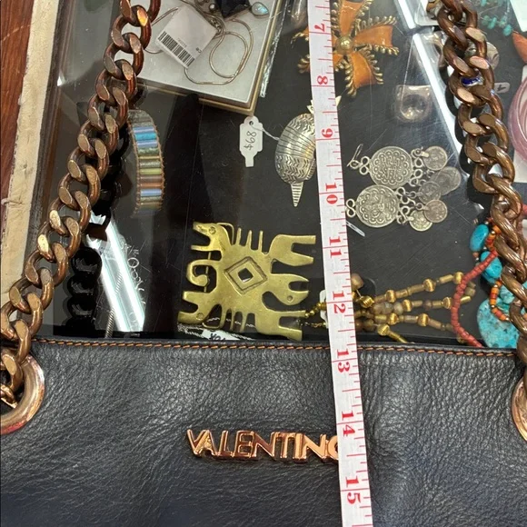 Valentino Black Leather Shoulder Bag with Chain Straps - Picture 13 of 13